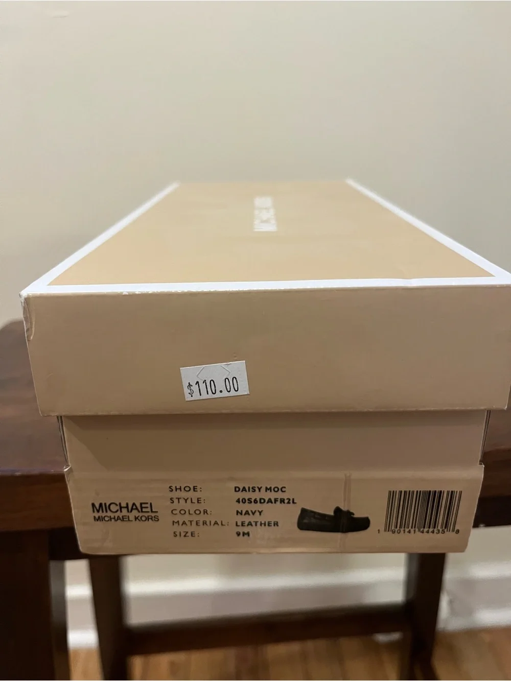 Michael Kors Navy Perforated Leather Loafers with Bow Accent